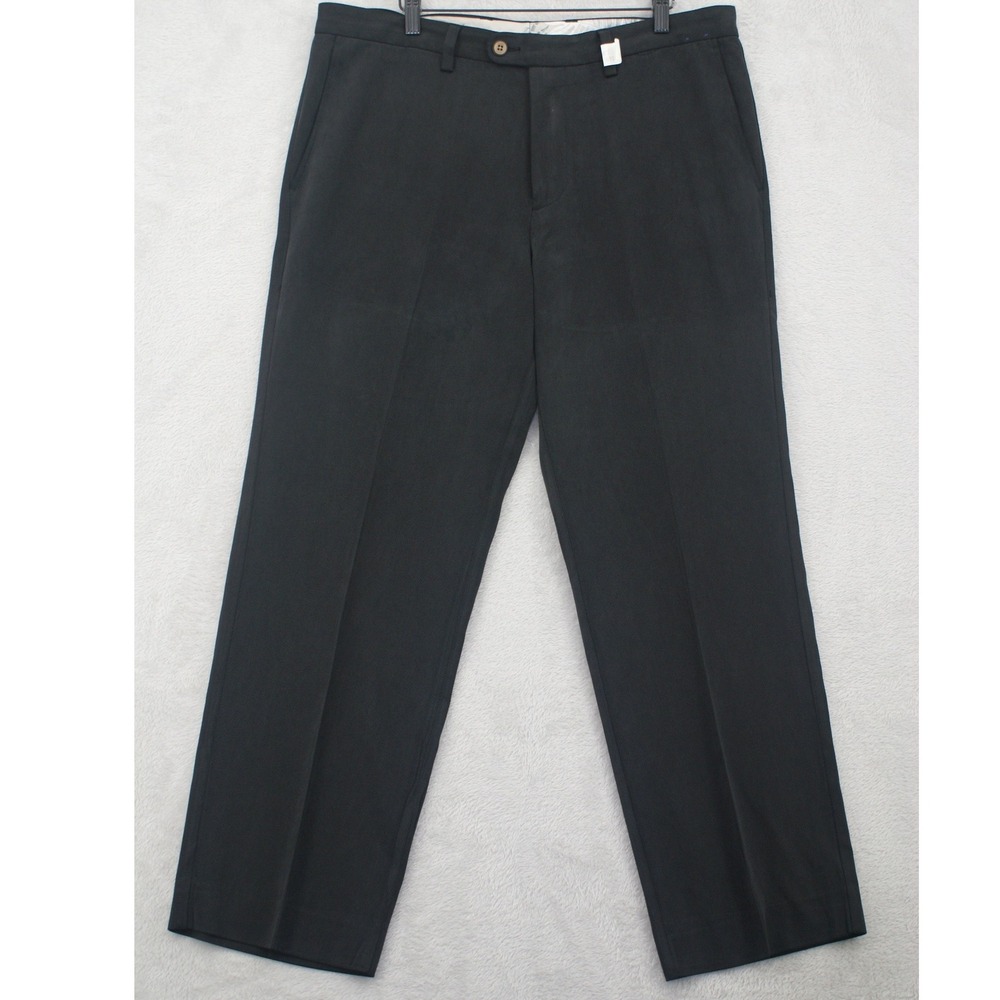 Tommy Bahama Pants Mens 35x30 Black 90% Silk Cotton Flat Front Straight Leg